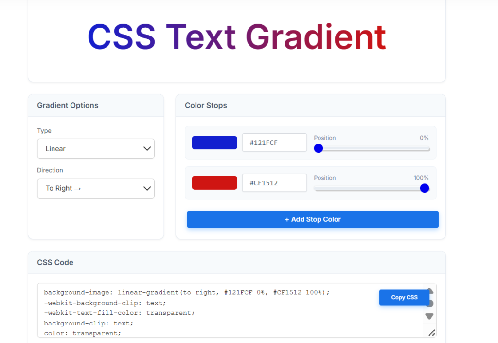CSS text gradient generator