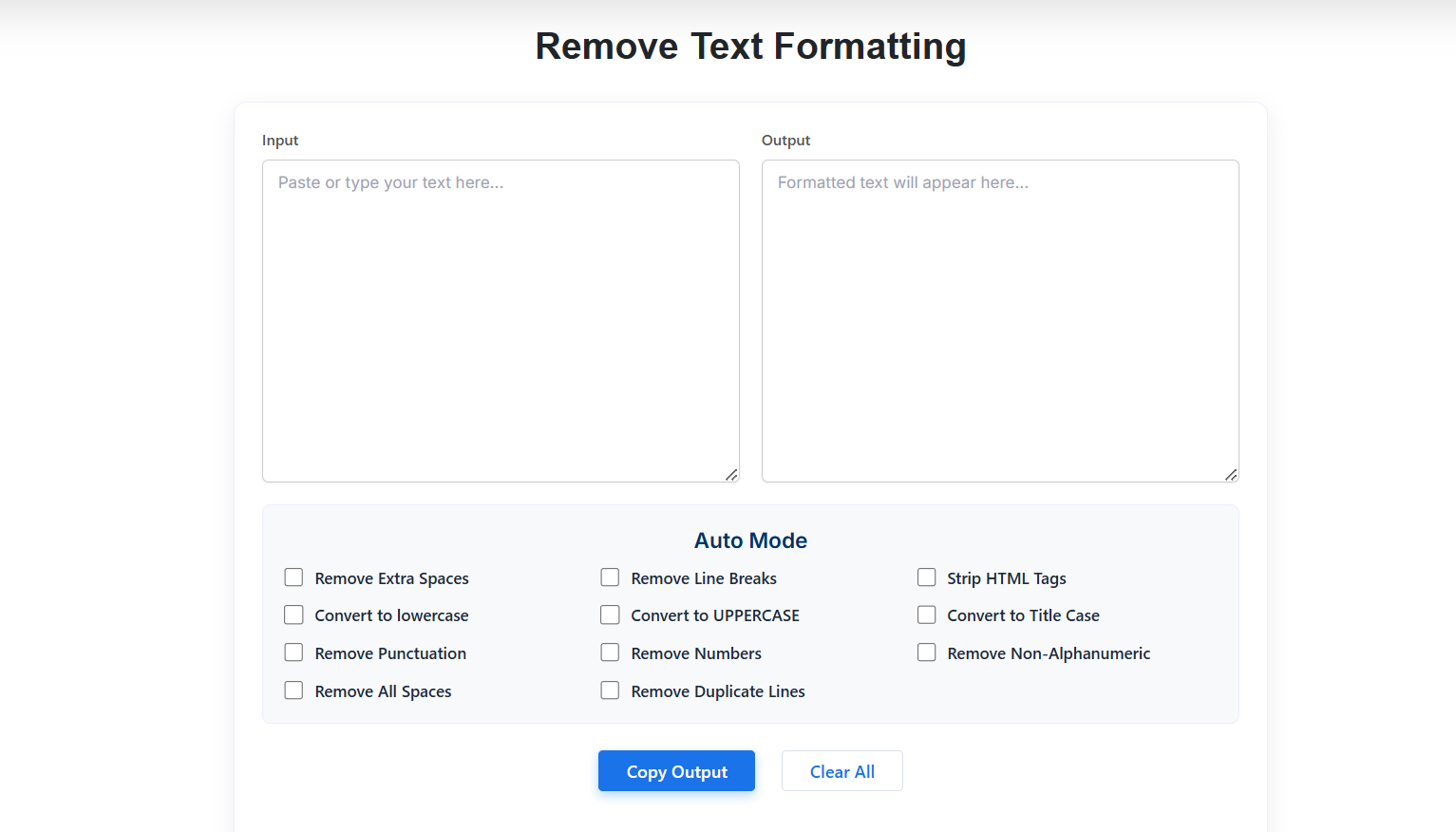 text formatting remover tool