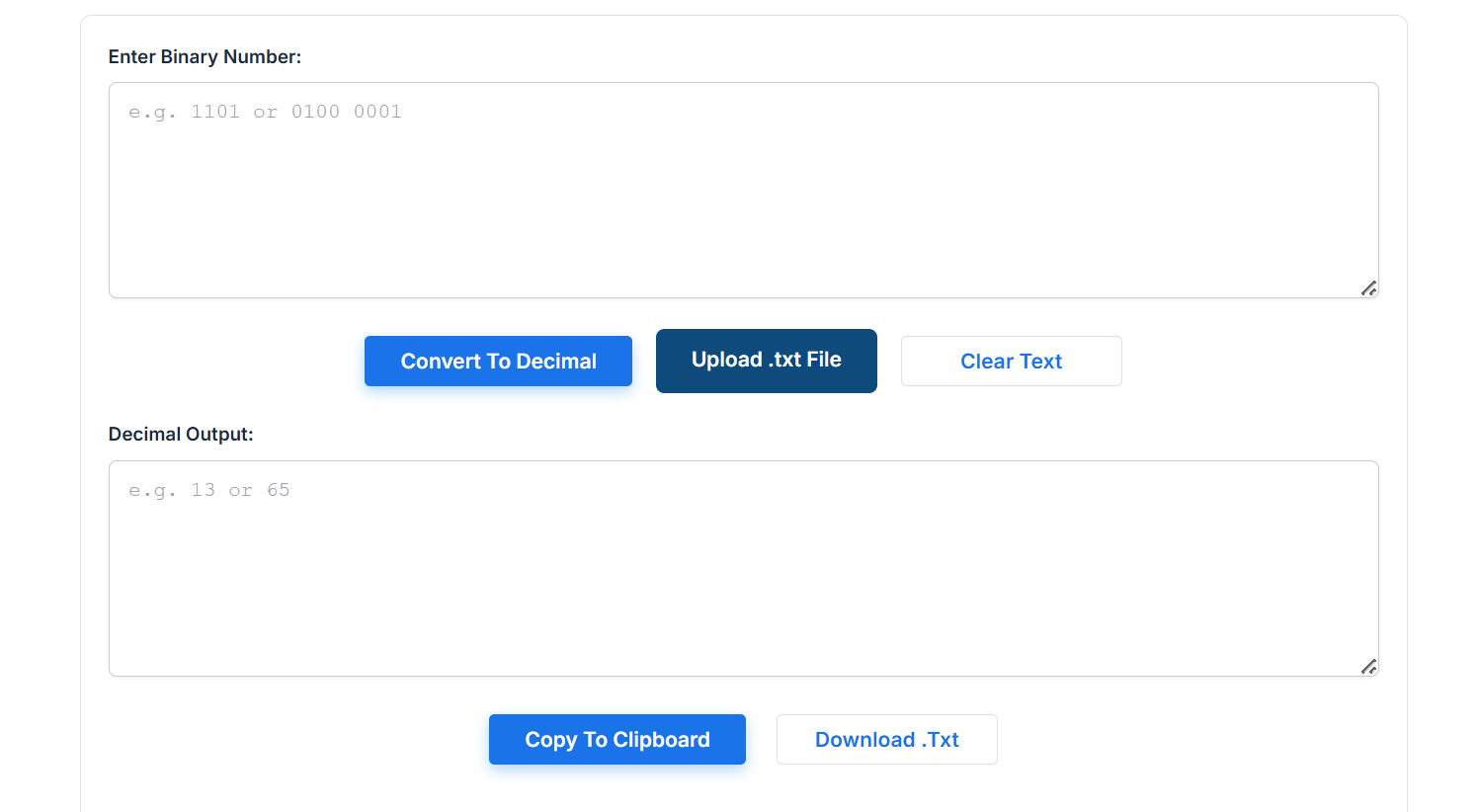 Binary to Decimal Converter